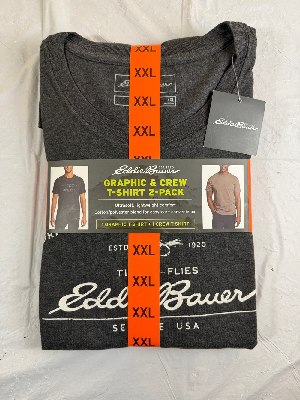Eddie Bauer Dark Charcoal Graphic & Crew Short Sleeve T-Shirt 2-Pack